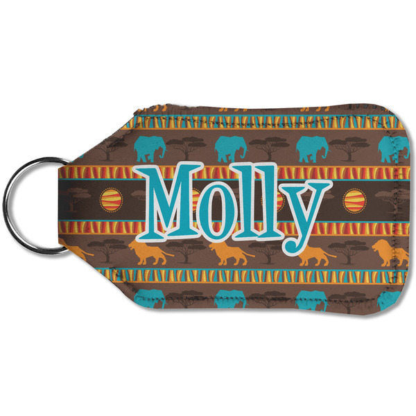 African Lions & Elephants Sanitizer Holder Keychain - Small (Back)