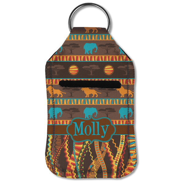 African Lions & Elephants Sanitizer Holder Keychain - Small (Front Flat)