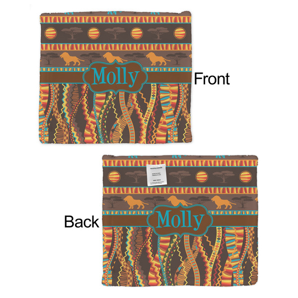 African Lions & Elephants Security Blanket - Front & Back View