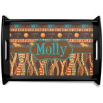 African Lions & Elephants Black Wooden Tray - Small (Personalized)