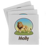 African Lions & Elephants Absorbent Stone Coasters - Set of 4 (Personalized)