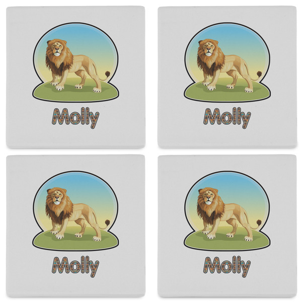 African Lions & Elephants Set of 4 Sandstone Coasters - See All 4 View