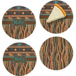 African Lions & Elephants Set of 4 Glass Appetizer / Dessert Plate 8" (Personalized)