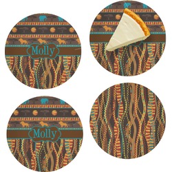 African Lions & Elephants Set of 4 Glass Appetizer / Dessert Plate 8" (Personalized)