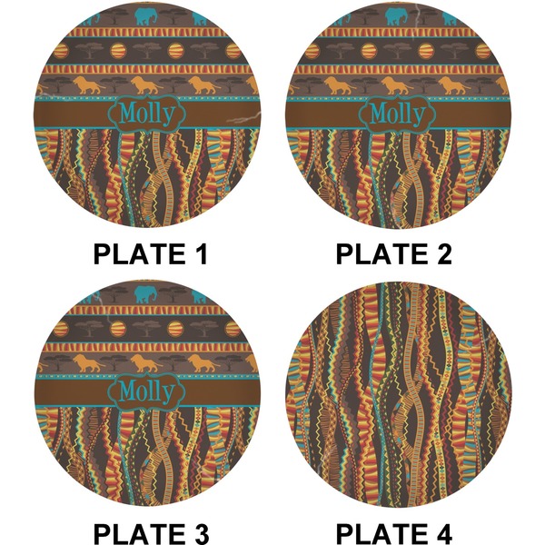 African Lions & Elephants Set of Lunch / Dinner Plates (Approval)