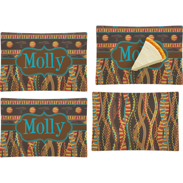 African Lions & Elephants Set of Rectangular Appetizer / Dessert Plates