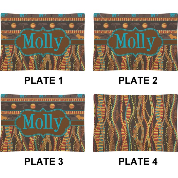African Lions & Elephants Set of Rectangular Appetizer / Dessert Plates (Approval)