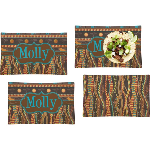 African Lions & Elephants Set of Rectangular Dinner Plates