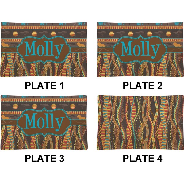 African Lions & Elephants Set of Rectangular Dinner Plates (Approval)