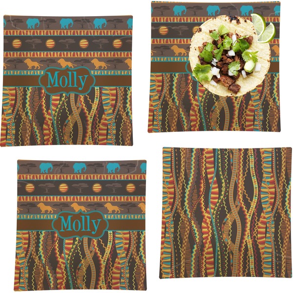 African Lions & Elephants Set of Square Dinner Plates