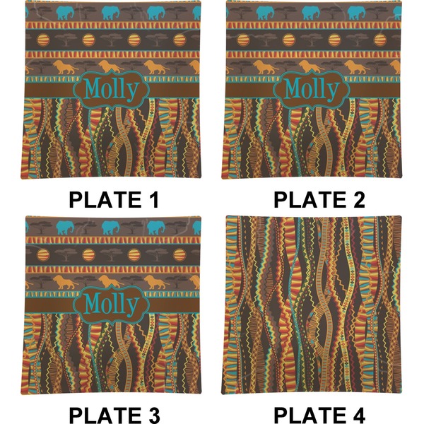 African Lions & Elephants Set of Square Dinner Plates (Approval)
