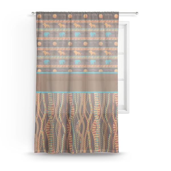 Custom African Lions & Elephants Sheer Curtain - 50"x84"