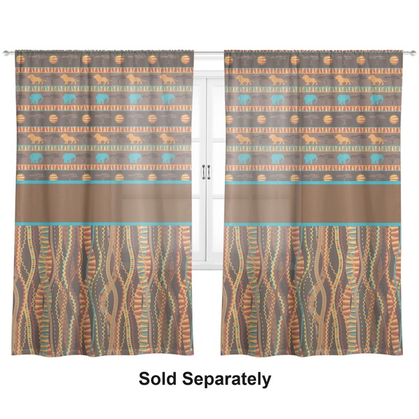 African Lions & Elephants Sheer Curtains