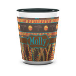 African Lions & Elephants Ceramic Shot Glass - 1.5 oz - Two Tone - Set of 4 (Personalized)