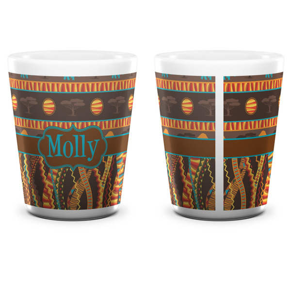 African Lions & Elephants Shot Glass - White - APPROVAL