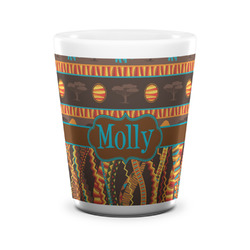 African Lions & Elephants Ceramic Shot Glass - 1.5 oz - White - Set of 4 (Personalized)