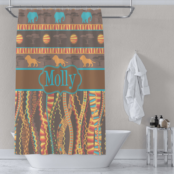 African Lions & Elephants Shower Curtain Lifestyle