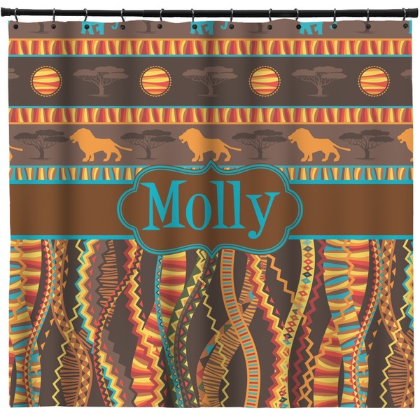 Custom African Lions & Elephants Shower Curtain - Custom Size (Personalized)