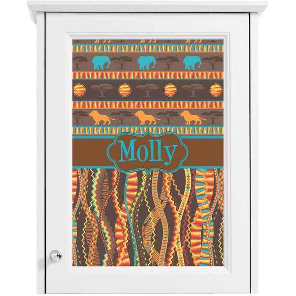 African Lions & Elephants Single White Cabinet Decal