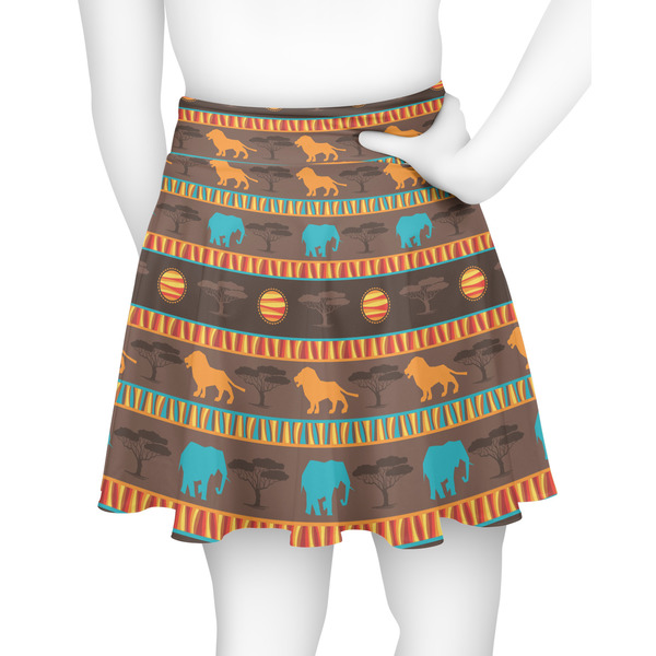 African Lions & Elephants Skater Skirt - Back