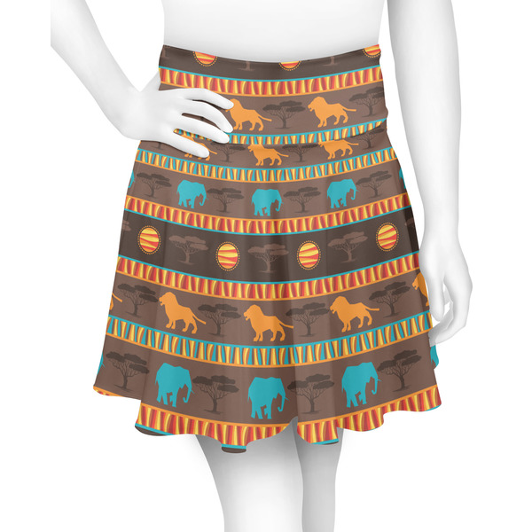 Custom African Lions & Elephants Skater Skirt - X Small