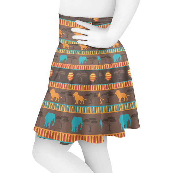 African Lions & Elephants Skater Skirt - Side
