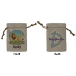 African Lions & Elephants Small Burlap Gift Bag - Front & Back (Personalized)
