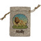 African Lions & Elephants Small Burlap Gift Bag - Front
