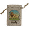 African Lions & Elephants Small Burlap Gift Bag - Front (Personalized)