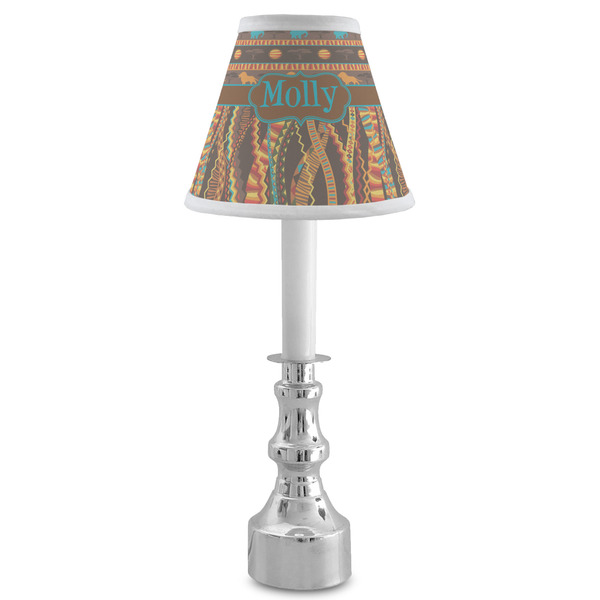 African Lions & Elephants Small Chandelier Lamp - LIFESTYLE (on candle stick)
