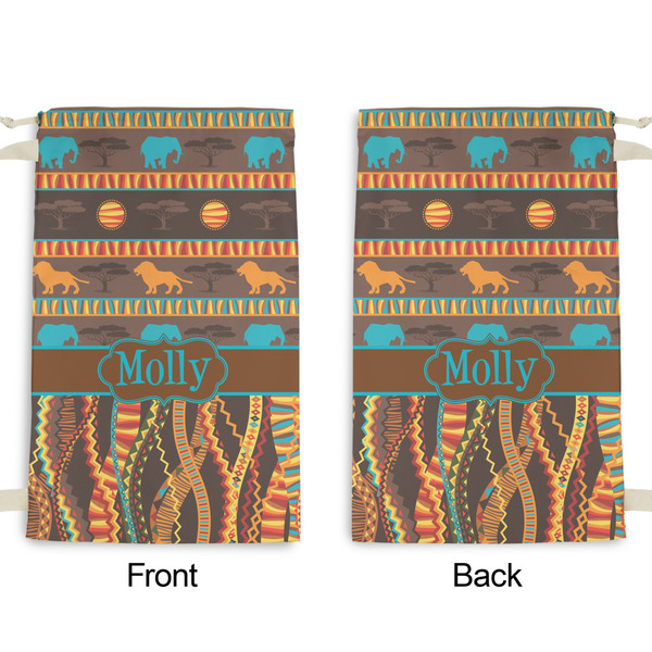 African Lions & Elephants Small Laundry Bag - Front & Back View