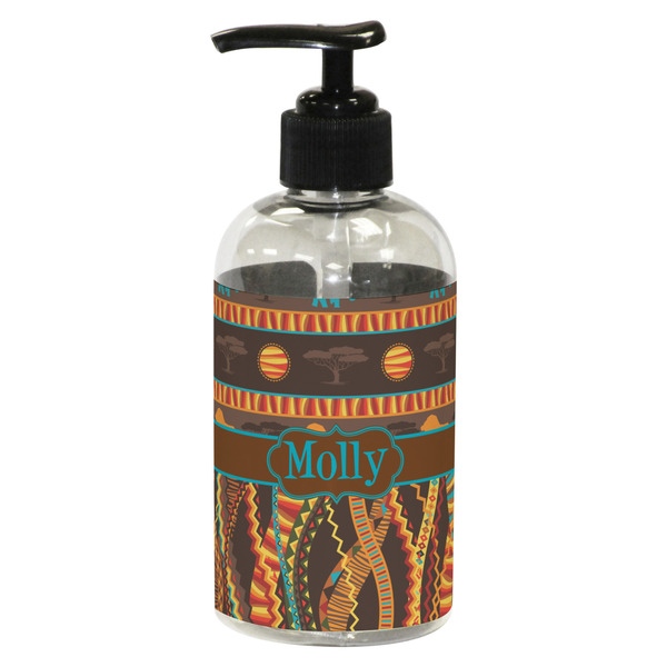 Custom African Lions & Elephants Plastic Soap / Lotion Dispenser (8 oz - Small - Black) (Personalized)