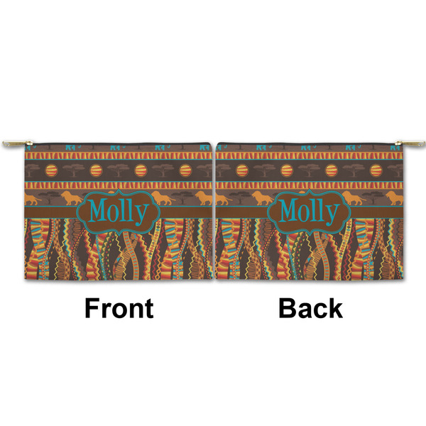 African Lions & Elephants Small Zipper Pouch Approval (Front and Back)