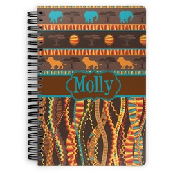 African Lions & Elephants Spiral Notebook - 7x10 w/ Name or Text