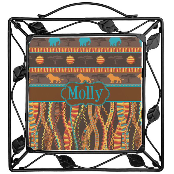 Custom African Lions & Elephants Square Trivet (Personalized)
