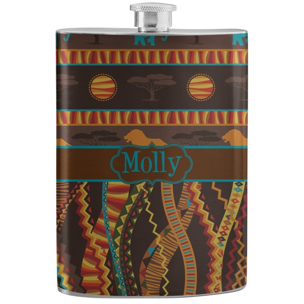Custom African Lions & Elephants Stainless Steel Flask (Personalized)