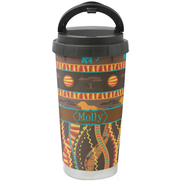Custom African Lions & Elephants Stainless Steel Coffee Tumbler (Personalized)
