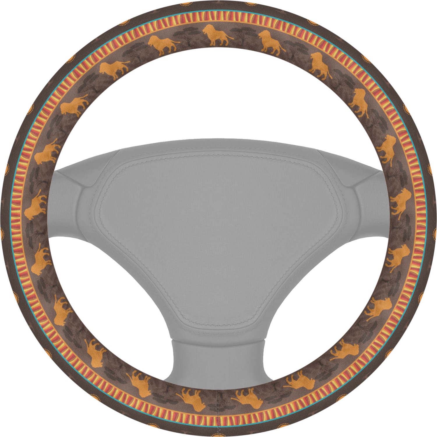 Custom African Lions & Elephants Steering Wheel Cover YouCustomizeIt