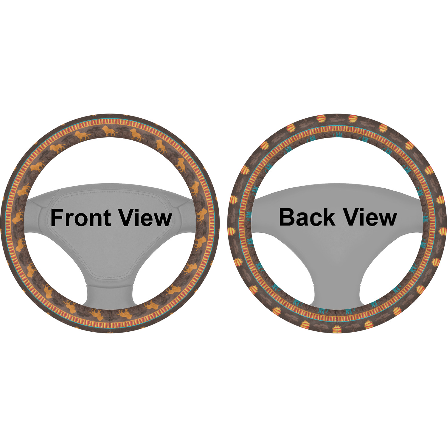 Custom African Lions & Elephants Steering Wheel Cover YouCustomizeIt