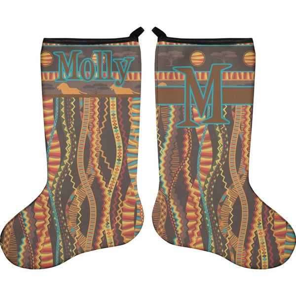 African Lions & Elephants Stocking - Double-Sided - Approval