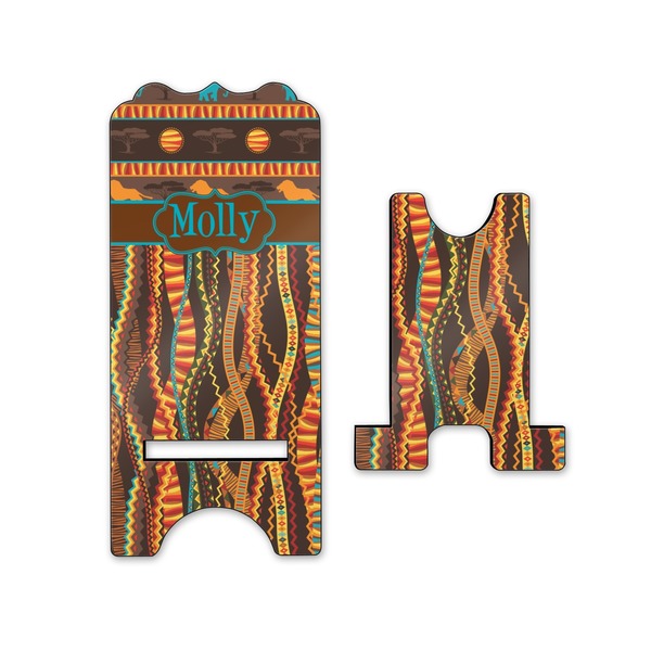 African Lions & Elephants Stylized Phone Stand - Front & Back - Small