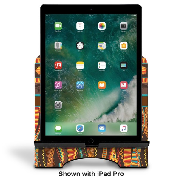 African Lions & Elephants Stylized Tablet Stand - Front with ipad