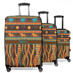 African Lions & Elephants 3 Piece Luggage Set - 20" Carry On, 24" Medium Checked, 28" Large Checked (Personalized)