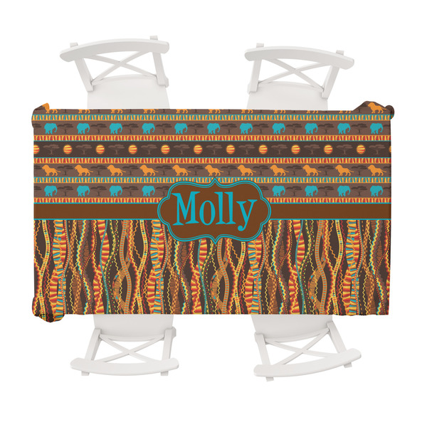 Custom African Lions & Elephants Tablecloth - 58"x102" (Personalized)