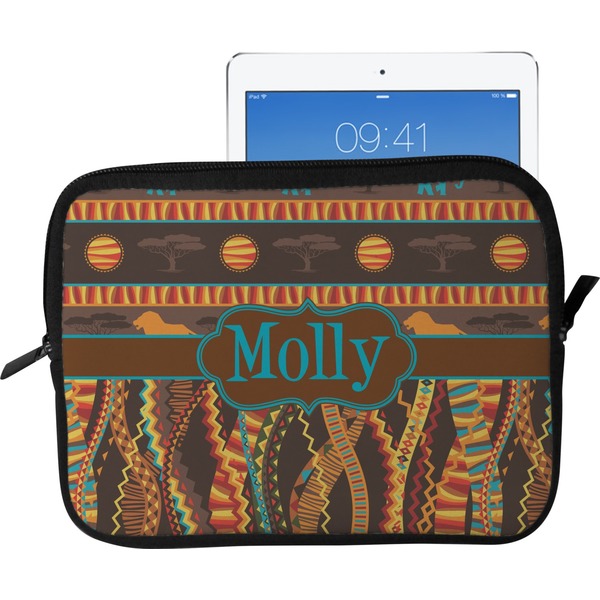 Custom African Lions & Elephants Tablet Case / Sleeve - Large (Personalized)