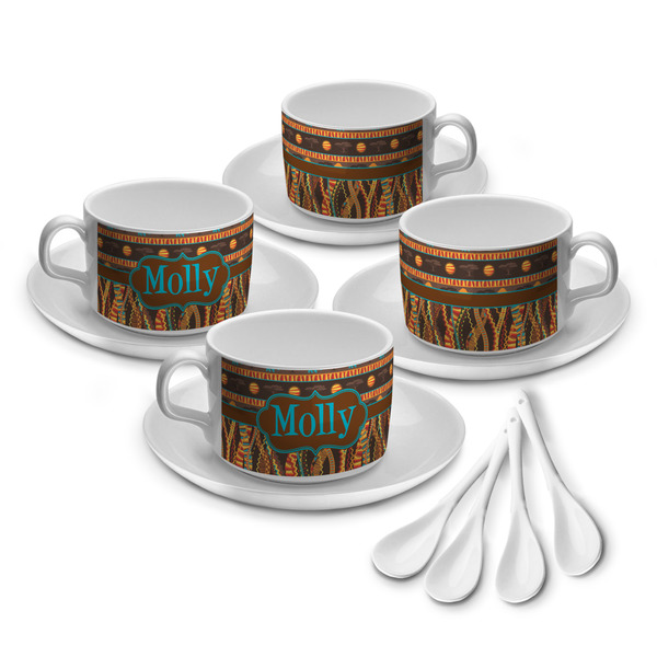 Custom African Lions & Elephants Tea Cup - Set of 4 (Personalized)