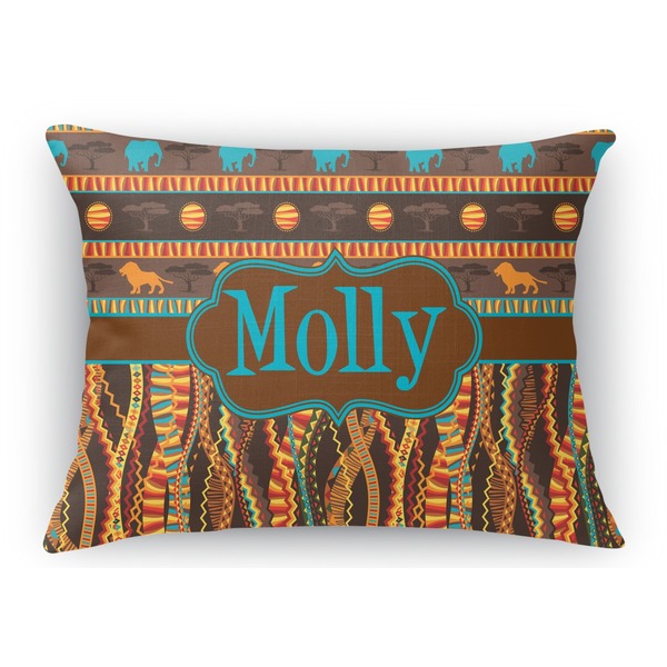 Custom African Lions & Elephants Rectangular Throw Pillow Case (Personalized)