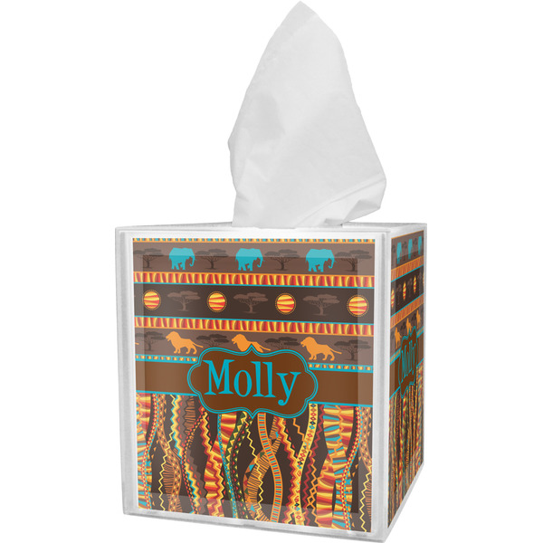 Custom African Lions & Elephants Tissue Box Cover (Personalized)