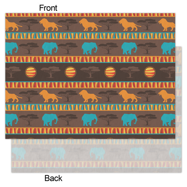 African Lions & Elephants Tissue Paper - Heavyweight - Large - Front & Back