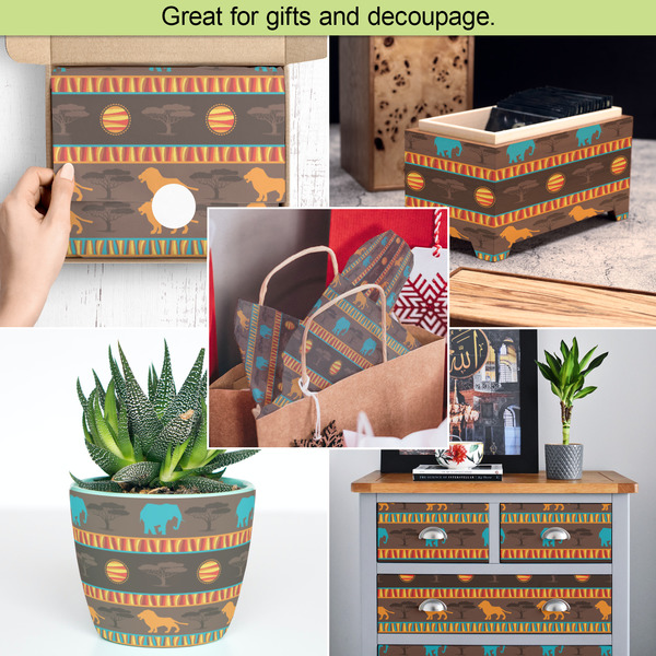 African Lions & Elephants Tissue Paper - In Use Collage